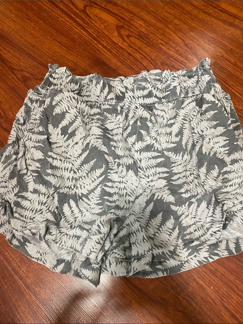 Anine Bing Gray and White Fern-Print High Waist Shorts